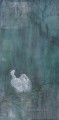 Egret in rain old Chinese